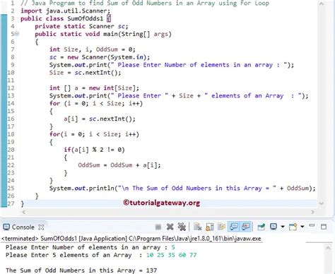 Java Program to find Sum of Odd Numbers in an Array.